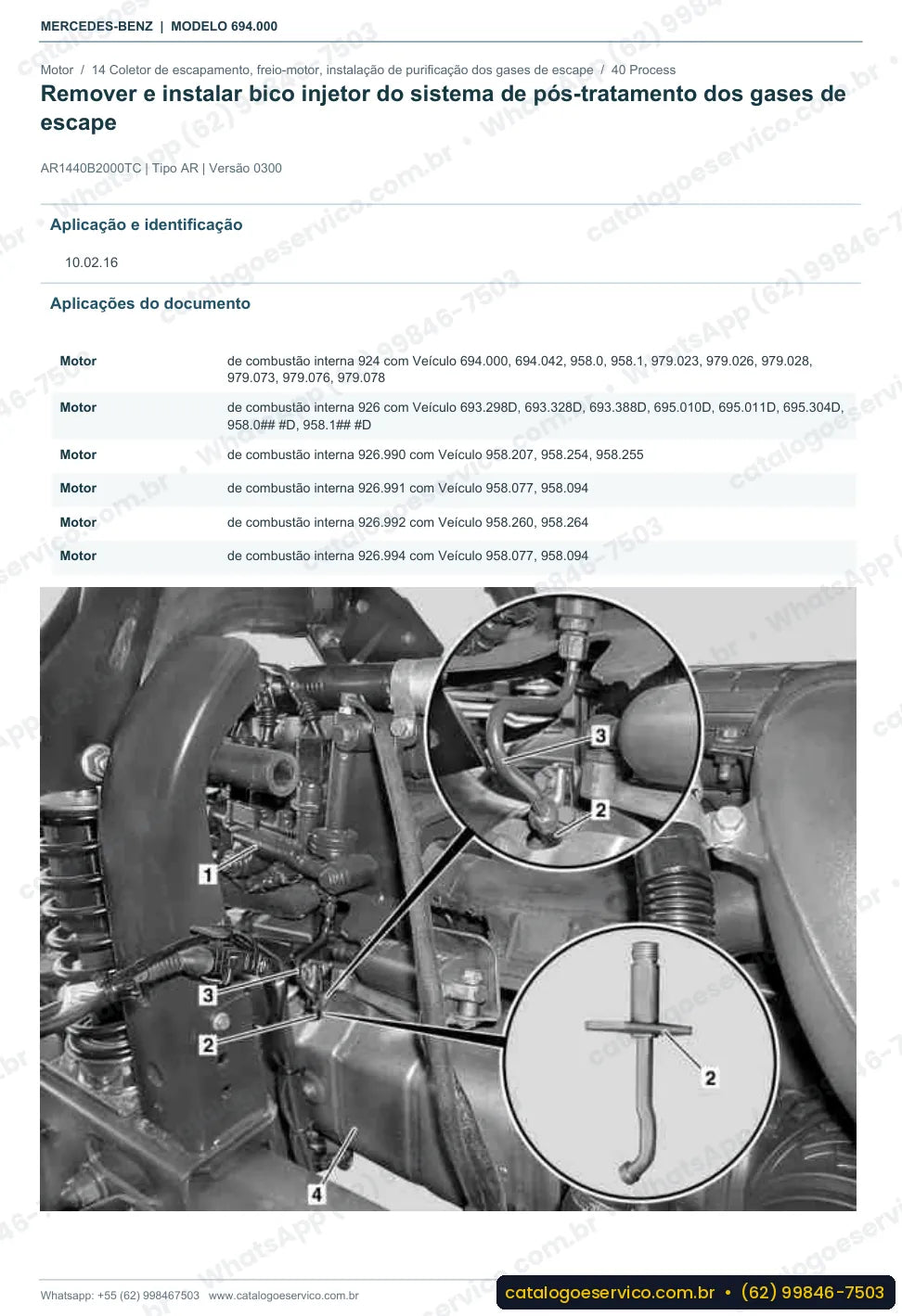 Página de procedimento do manual de oficina Mercedes-Benz Atron L 1318