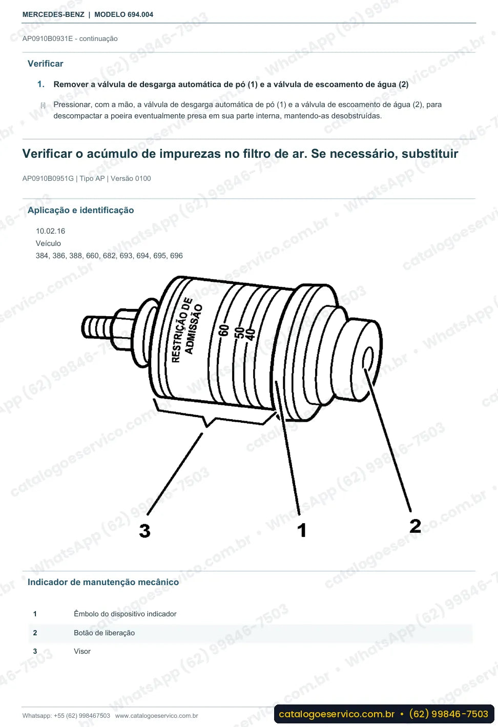 Página de procedimento do manual de oficina Mercedes-Benz Atron L 1318