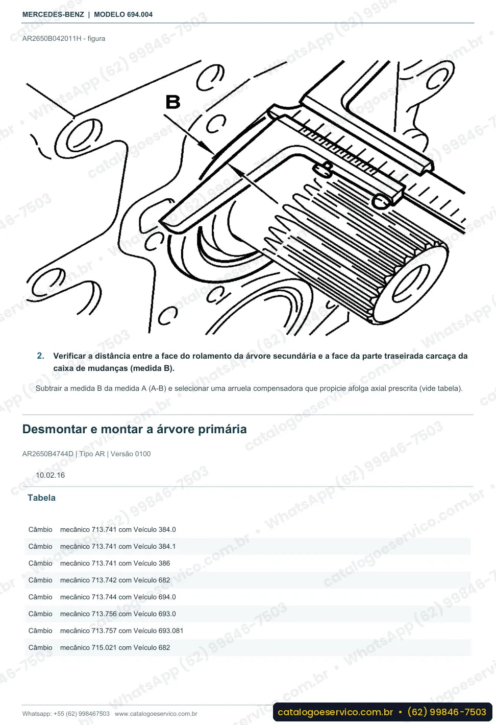 Página de procedimento do manual de oficina Mercedes-Benz Atron L 1318