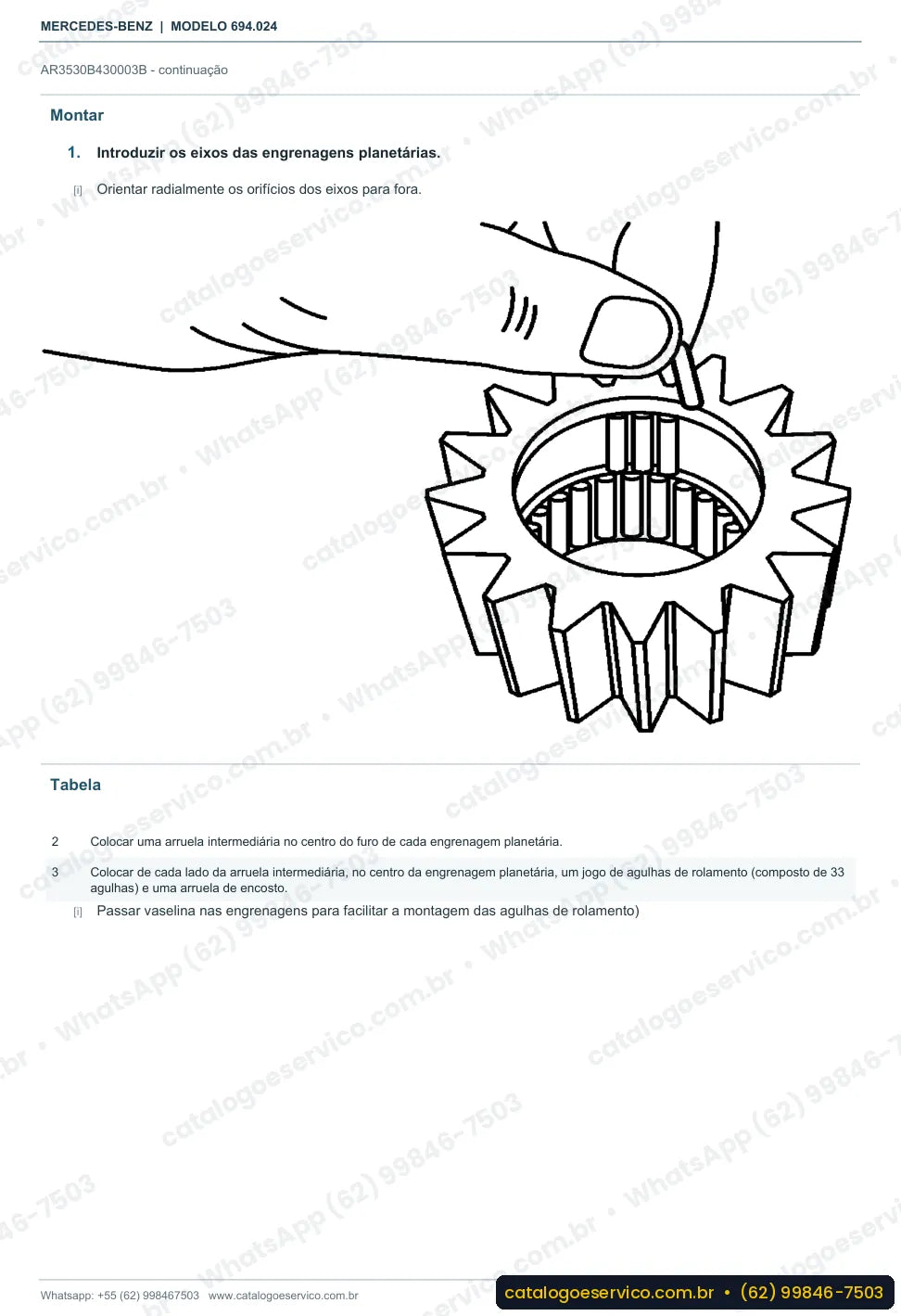 Página de procedimento do manual de oficina Mercedes-Benz Atron L 1418 R