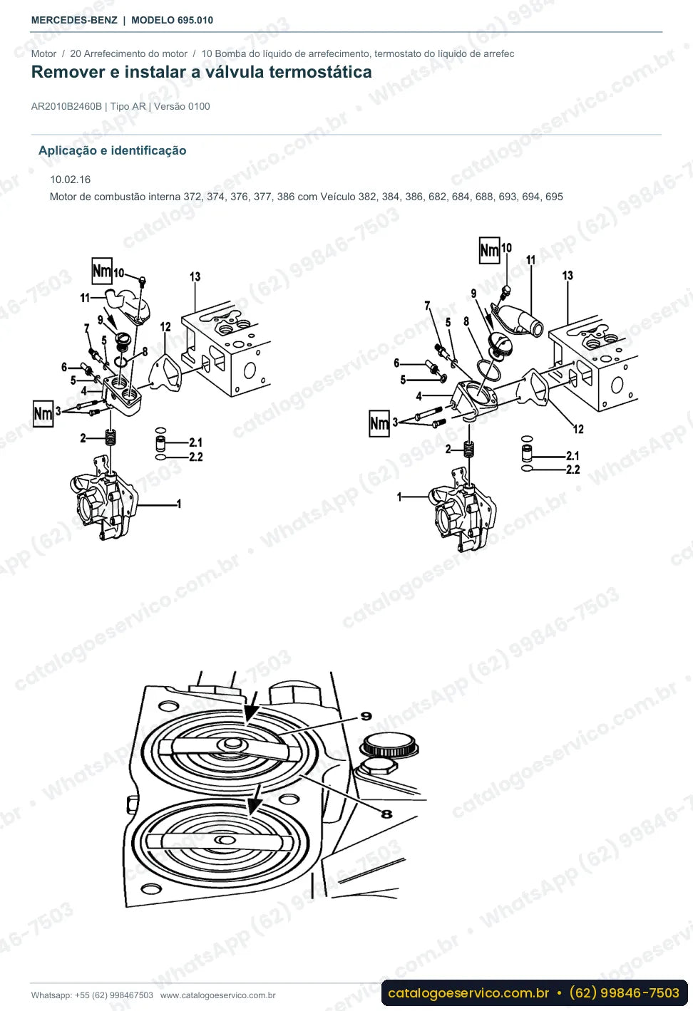 Página de procedimento do manual de oficina Mercedes-Benz Atron L 1624