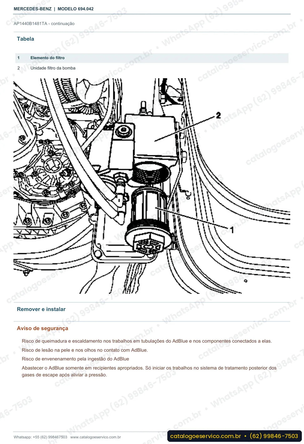 Página de procedimento do manual de oficina Mercedes-Benz Atron LK 1319