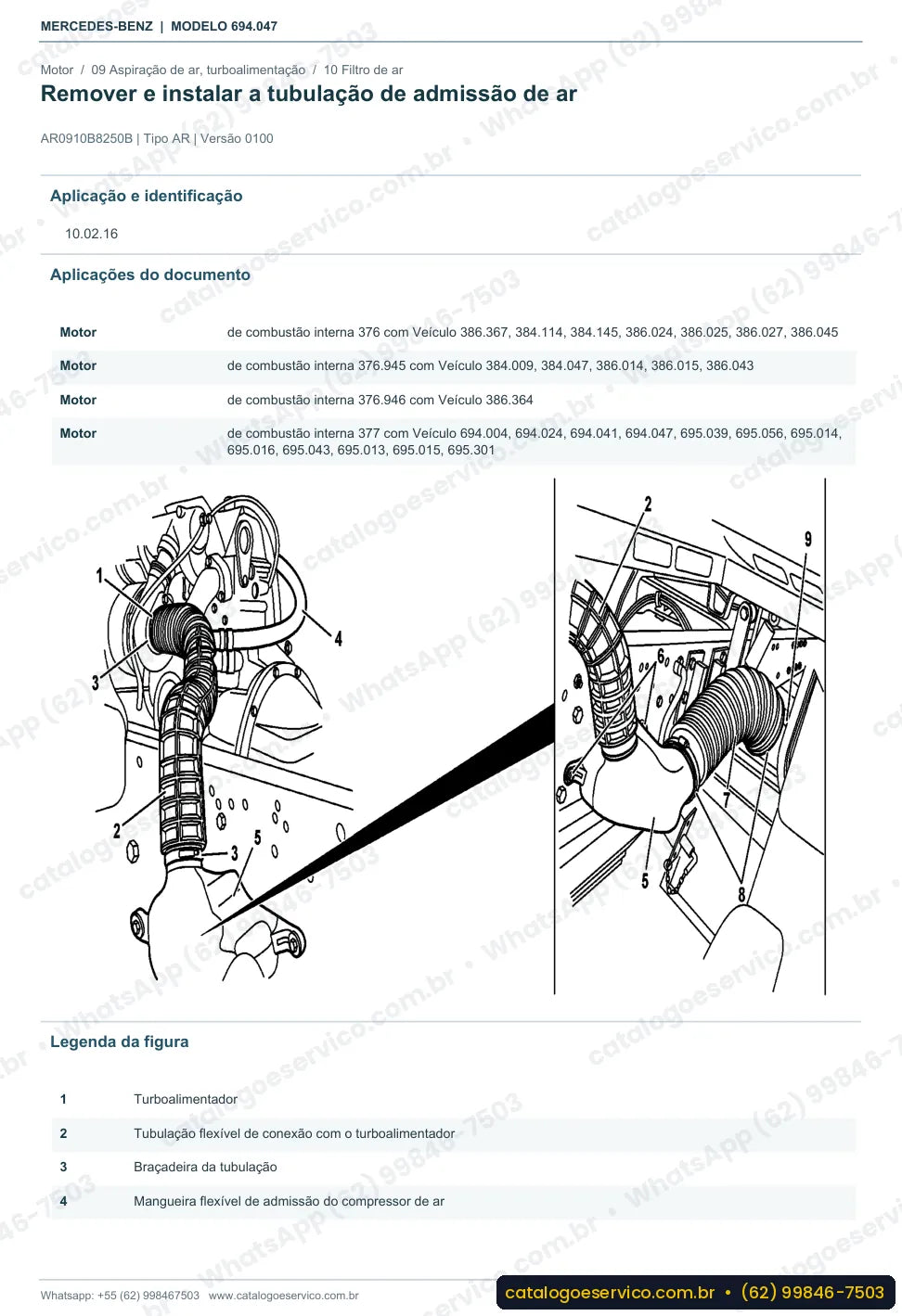 Página de procedimento do manual de oficina Mercedes-Benz Atron LK 1418 R