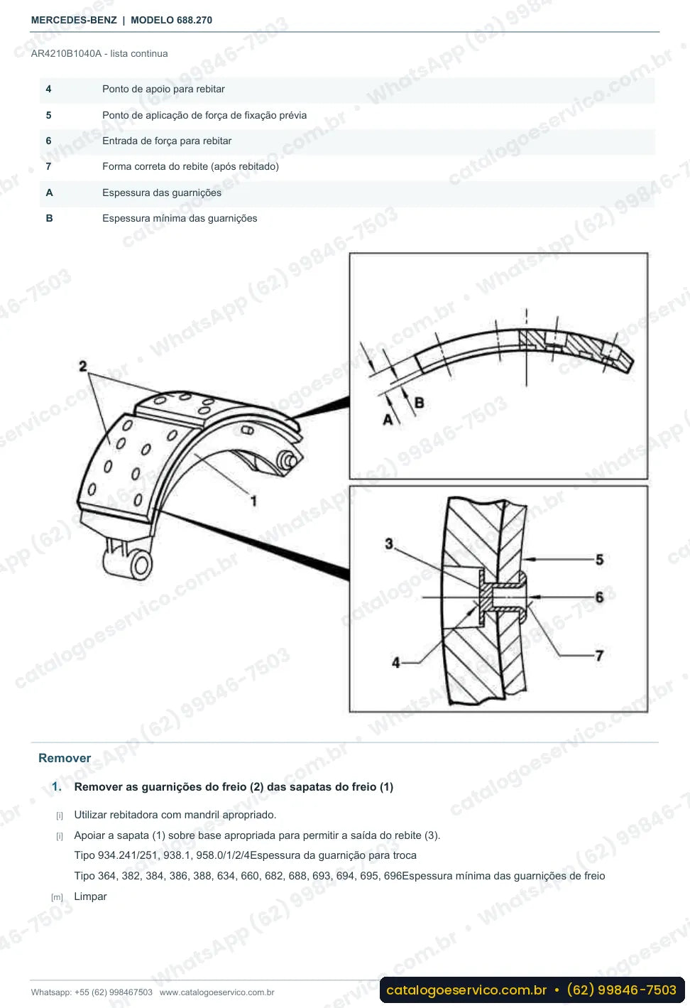 Página de procedimento do manual de oficina Mercedes-Benz Atron LO 712