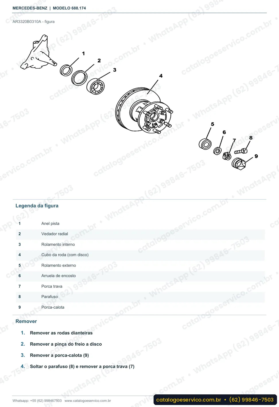 Página de procedimento do manual de oficina Mercedes-Benz Atron LO 809