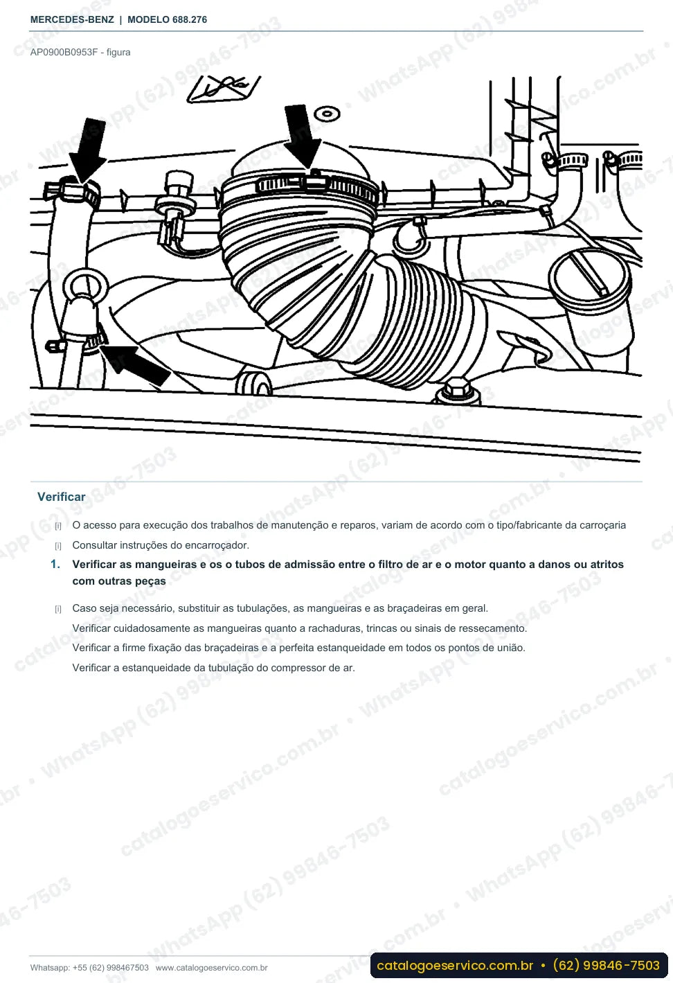 Página de procedimento do manual de oficina Mercedes-Benz Atron LO 914