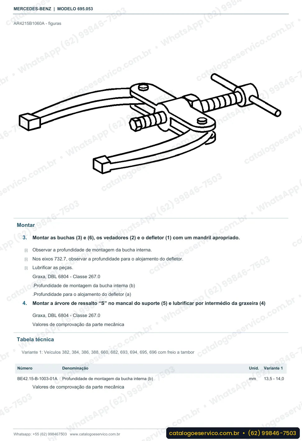 Página de procedimento do manual de oficina Mercedes-Benz Atron LS 1635