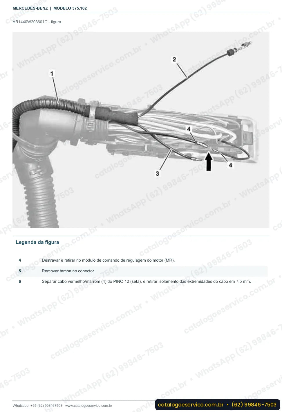 Página de procedimento do manual de oficina Mercedes-Benz Axor 1216 C