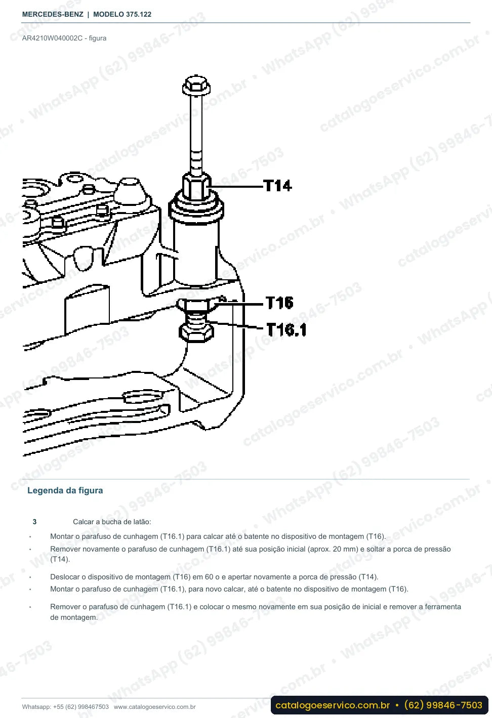 Página de procedimento do manual de oficina Mercedes-Benz Axor 1518 C