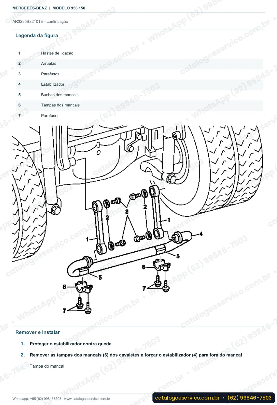 Página de procedimento do manual de oficina Mercedes-Benz Axor 1726 KO