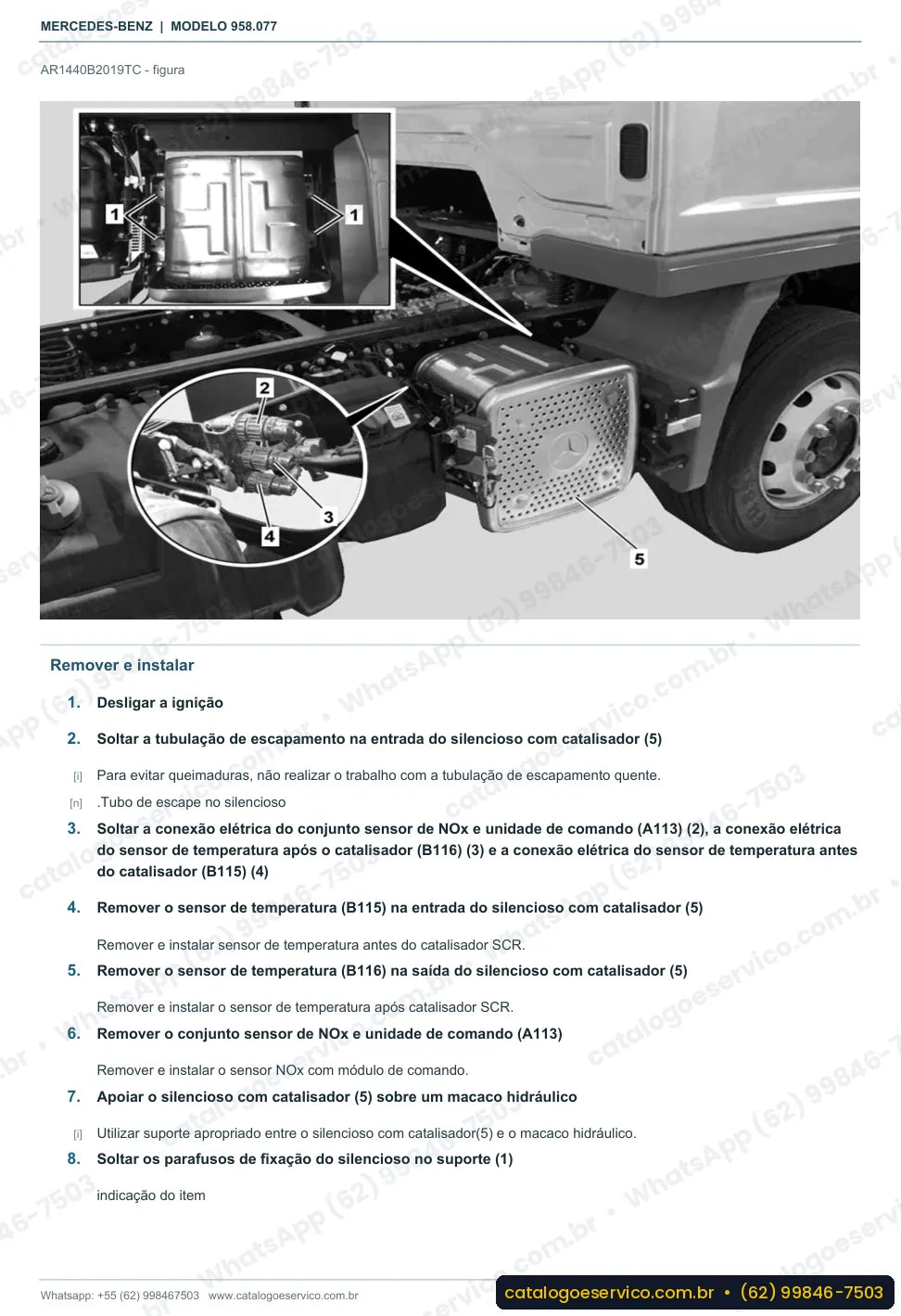 Página de procedimento do manual de oficina Mercedes-Benz Axor 1726 S