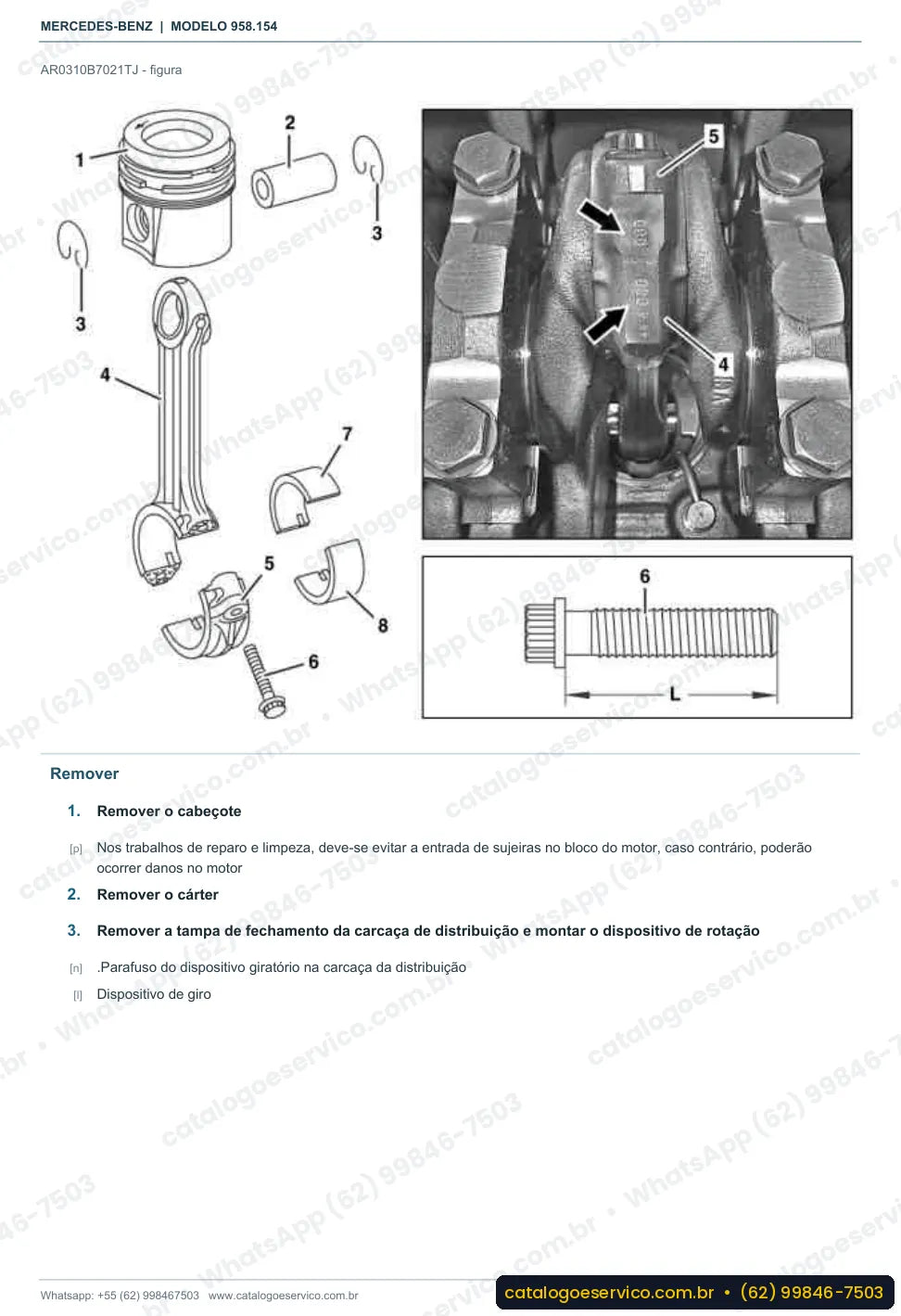 Página de procedimento do manual de oficina Mercedes-Benz Axor 1729 KO