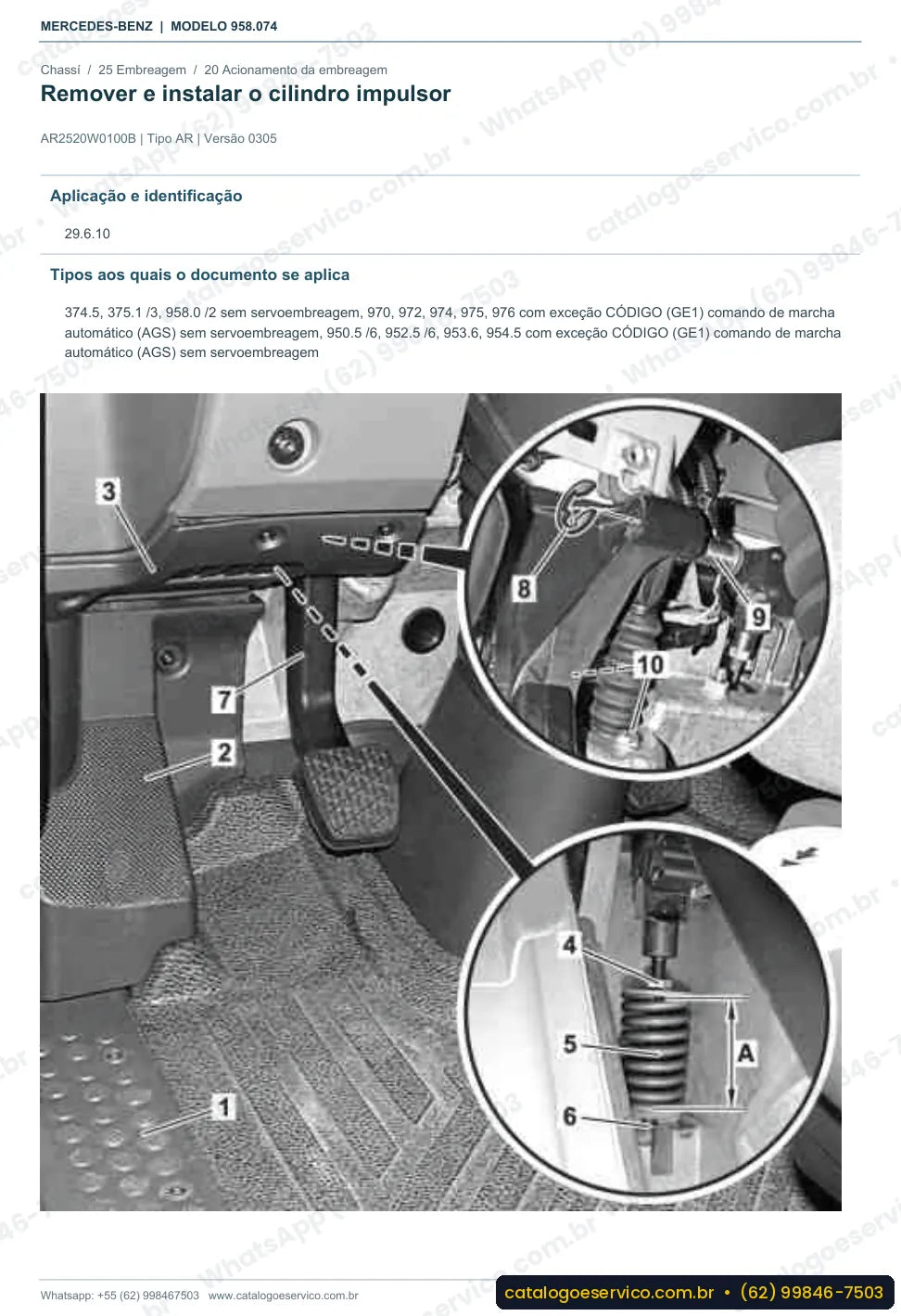 Página de procedimento do manual de oficina Mercedes-Benz Axor 1729 M