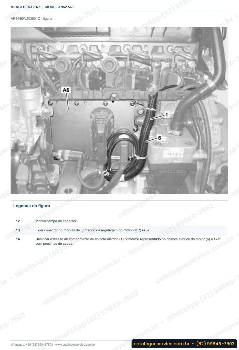 Página de procedimento do manual de oficina Mercedes-Benz Axor 1823 AK