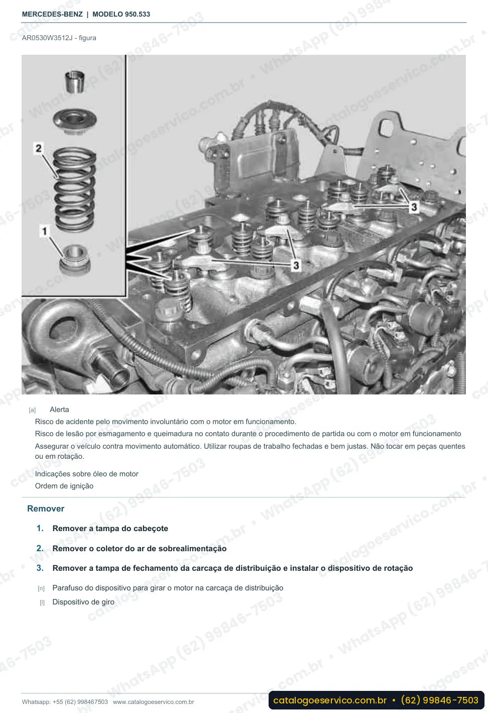 Página de procedimento do manual de oficina Mercedes-Benz Axor 1823 L