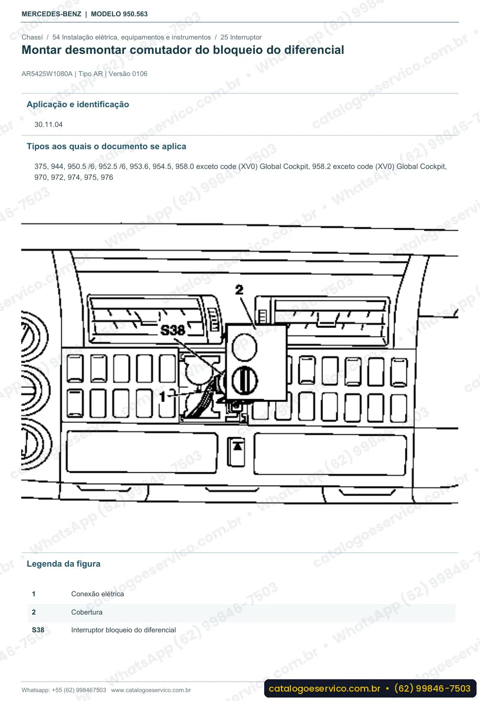 Página de procedimento do manual de oficina Mercedes-Benz Axor 1828 A