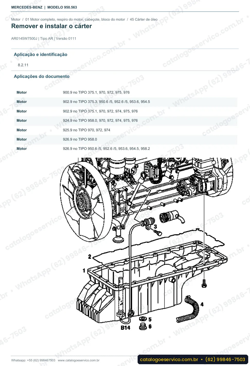 Página de procedimento do manual de oficina Mercedes-Benz Axor 1829 A