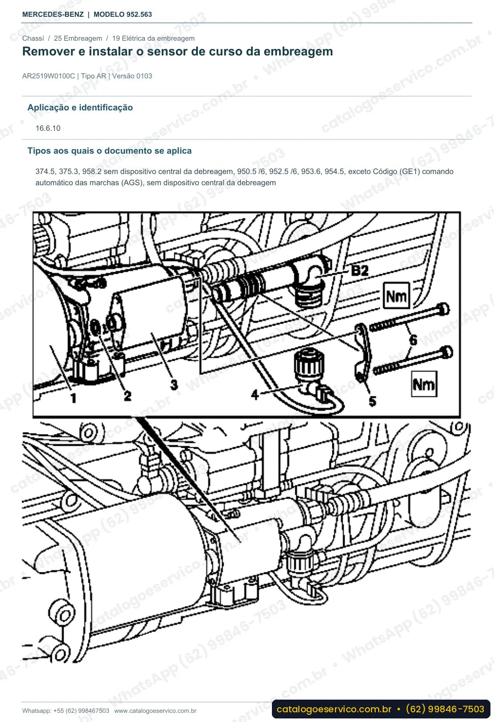 Página de procedimento do manual de oficina Mercedes-Benz Axor 1829 AK