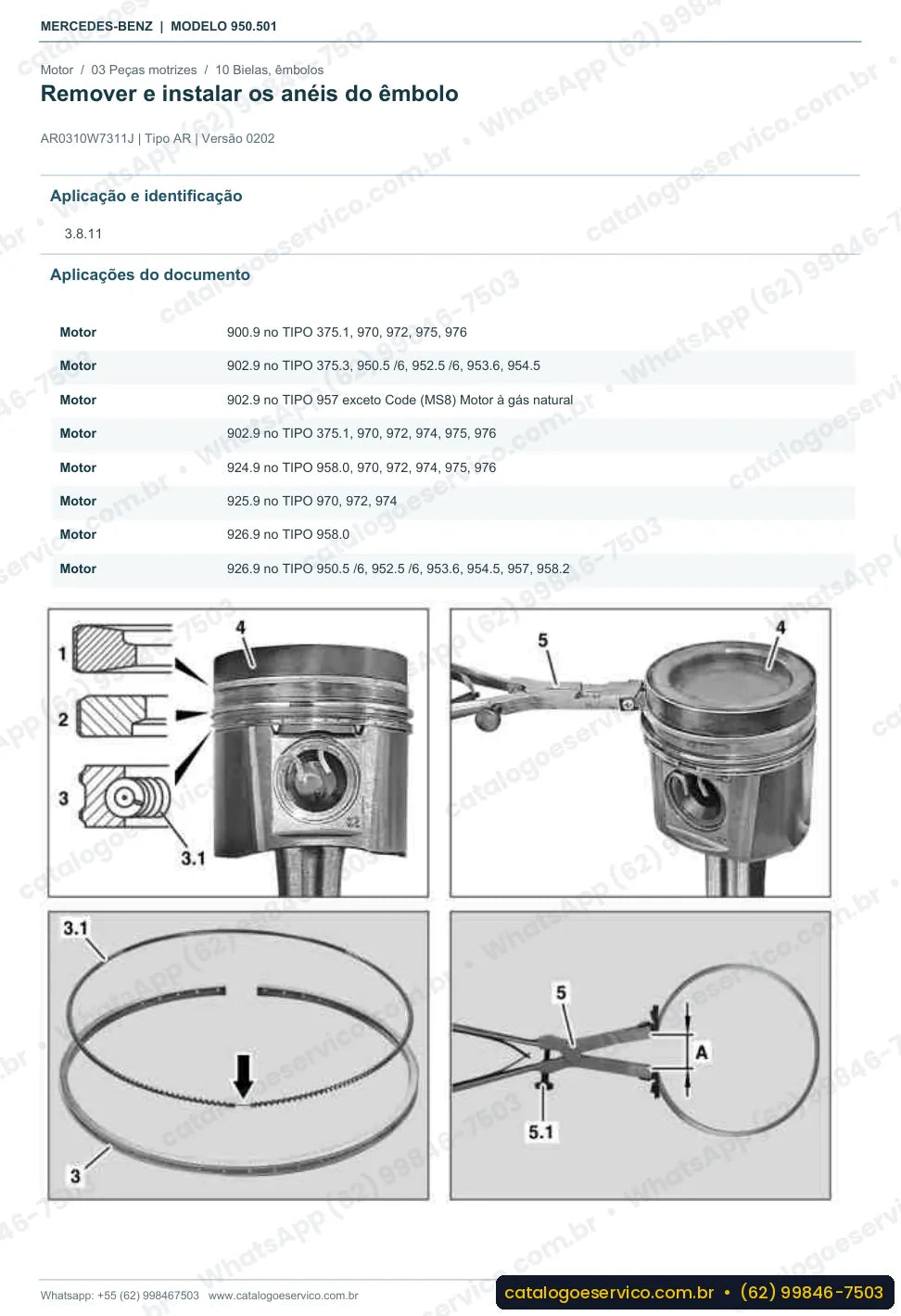 Página de procedimento do manual de oficina Mercedes-Benz Axor 1829