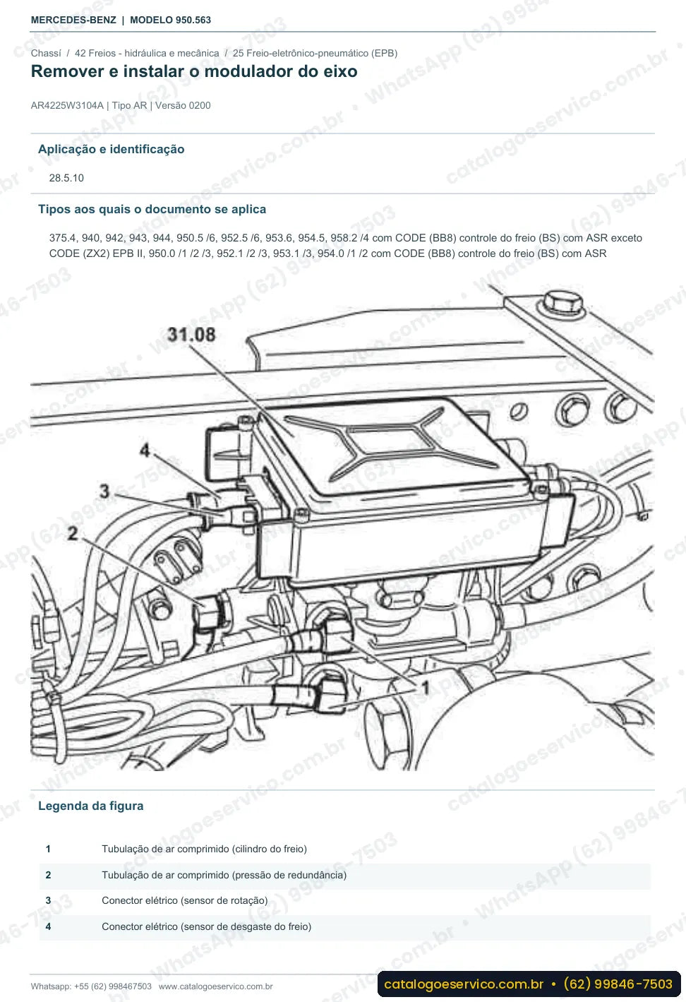 Página de procedimento do manual de oficina Mercedes-Benz Axor 1833 4x4