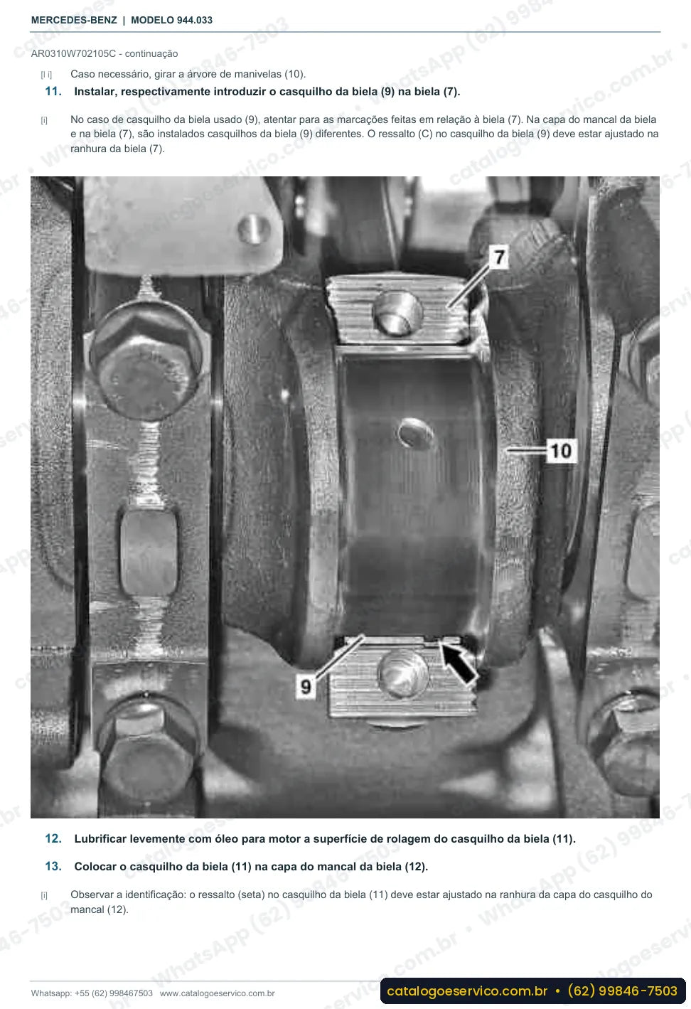 Página de procedimento do manual de oficina Mercedes-Benz Axor 1835 LS