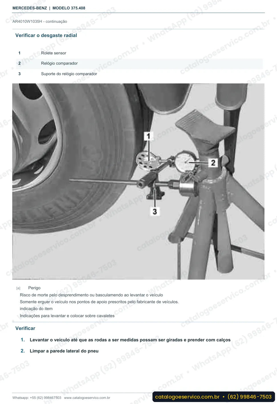 Página de procedimento do manual de oficina Mercedes-Benz Axor 1836