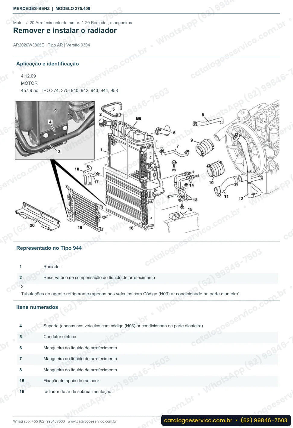 Página de procedimento do manual de oficina Mercedes-Benz Axor 1840