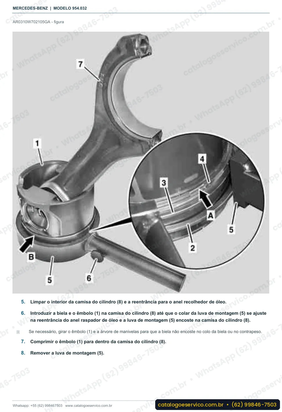 Página de procedimento do manual de oficina Mercedes-Benz Axor 1846 4x2