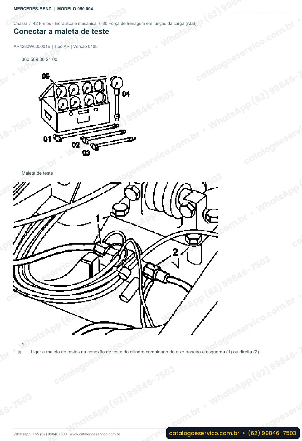 Página de procedimento do manual de oficina Mercedes-Benz Axor 1848 4x2