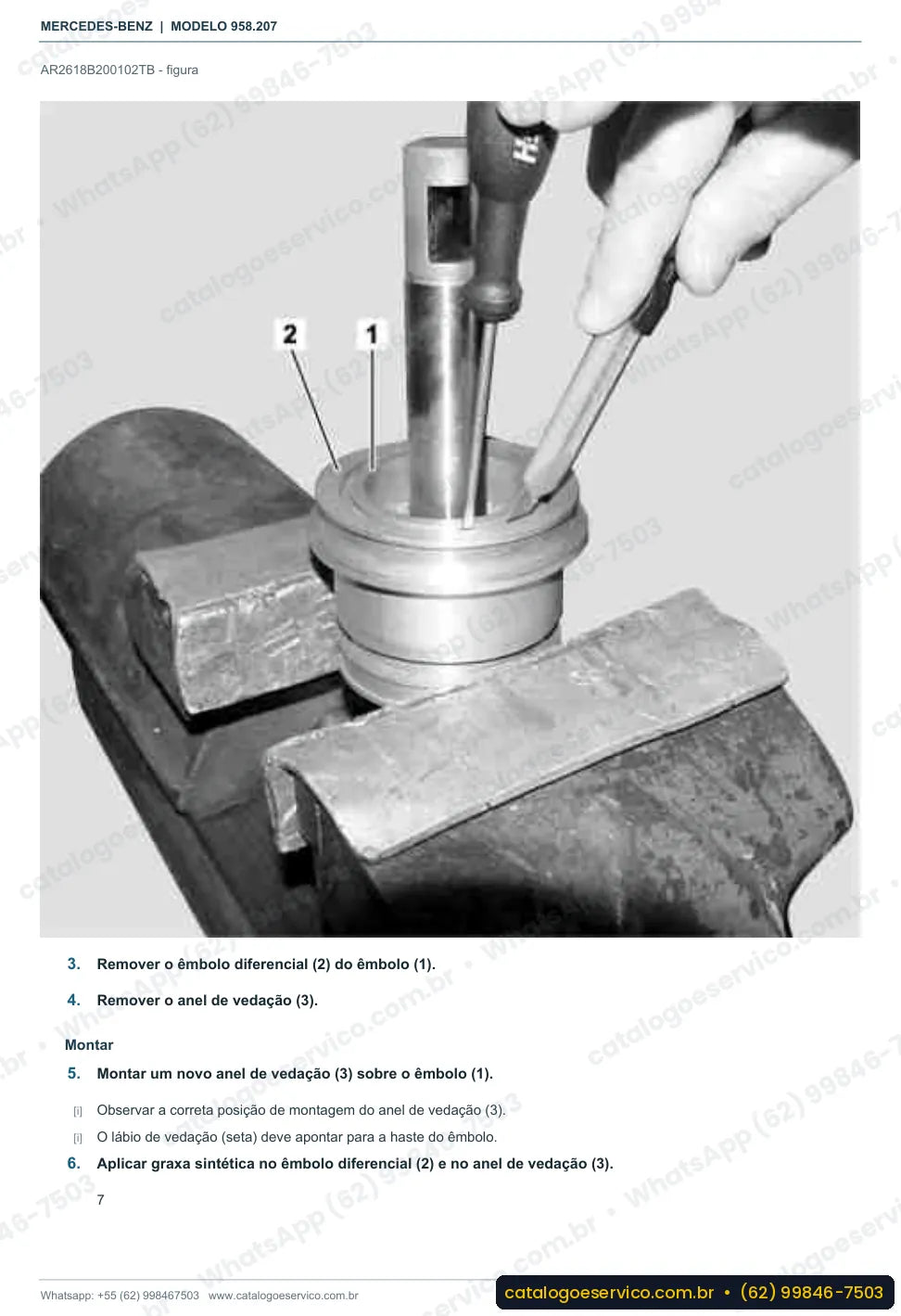 Página de procedimento do manual de oficina Mercedes-Benz Axor 1933 S