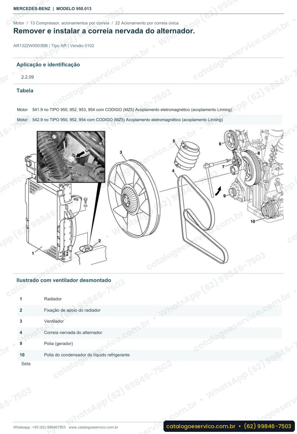 Página de procedimento do manual de oficina Mercedes-Benz Axor 2031 4x2