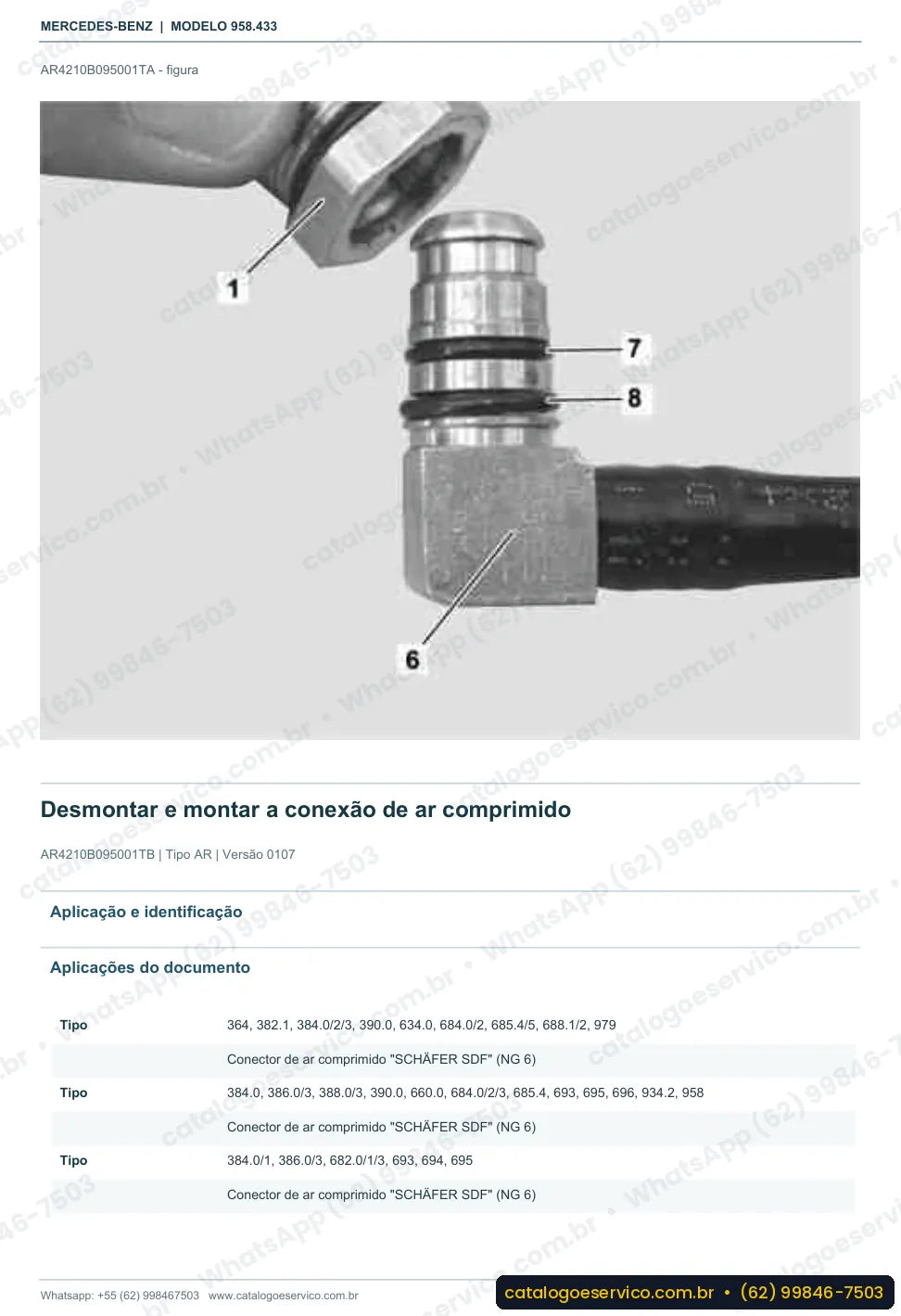 Página de procedimento do manual de oficina Mercedes-Benz Axor 2035 S