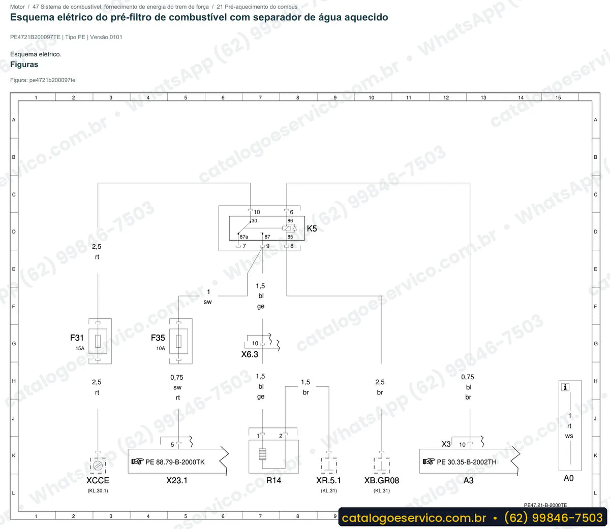 Página de esquema elétrico do Mercedes-Benz Axor 2035 S