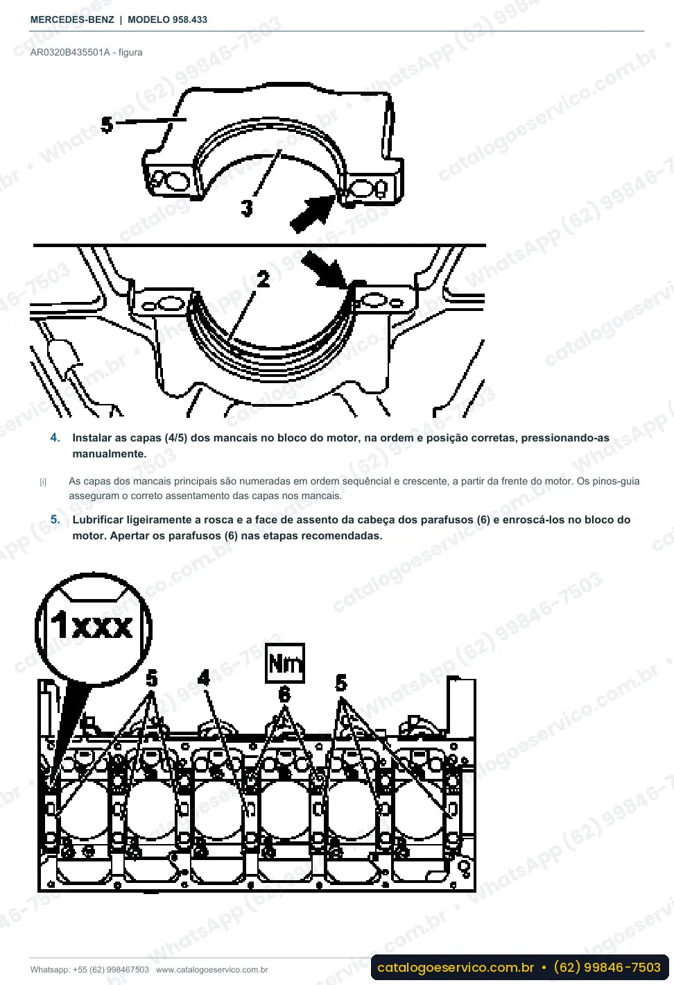 Página de procedimento do manual de oficina Mercedes-Benz Axor 2036 S