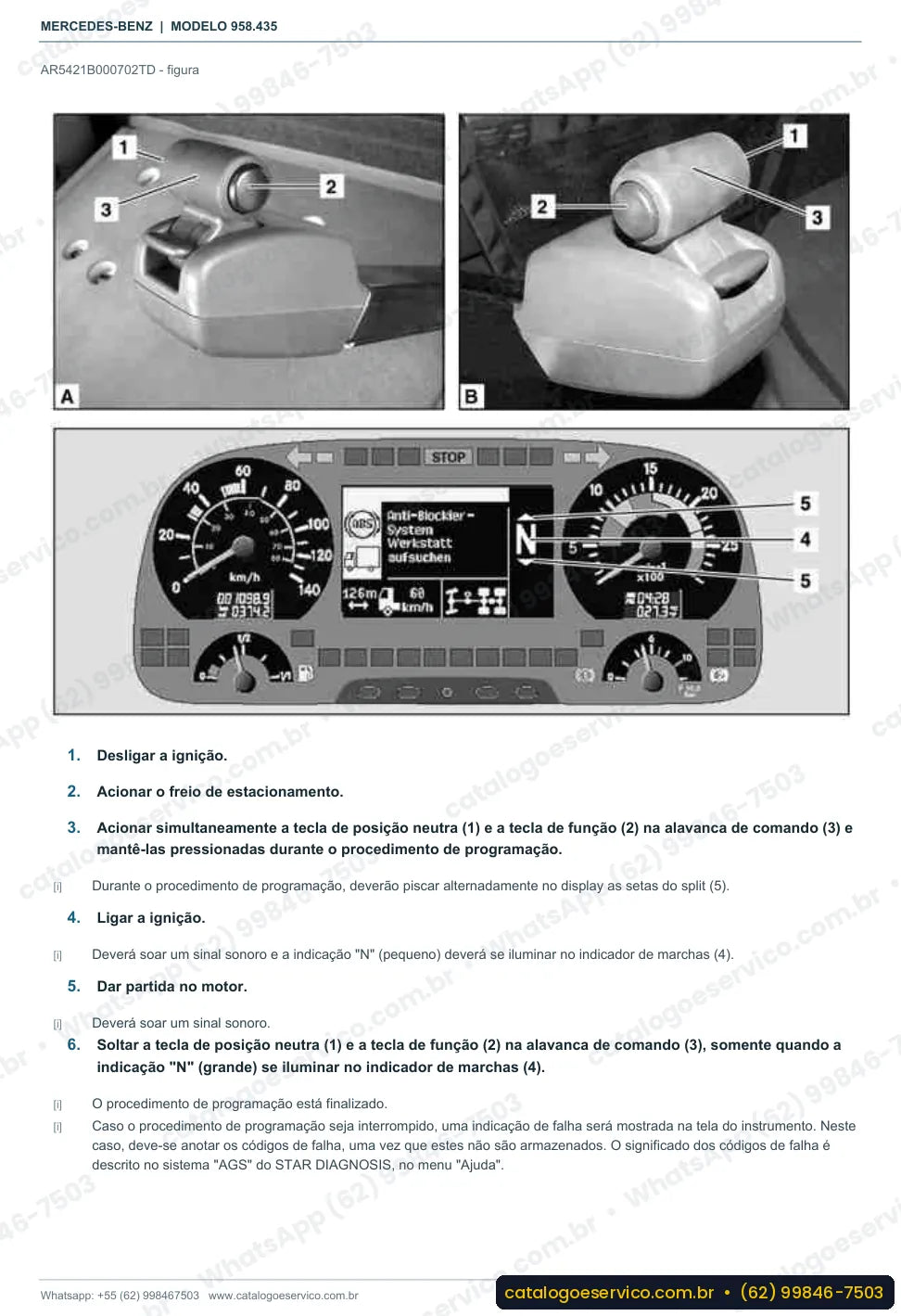 Página de procedimento do manual de oficina Mercedes-Benz Axor 2036