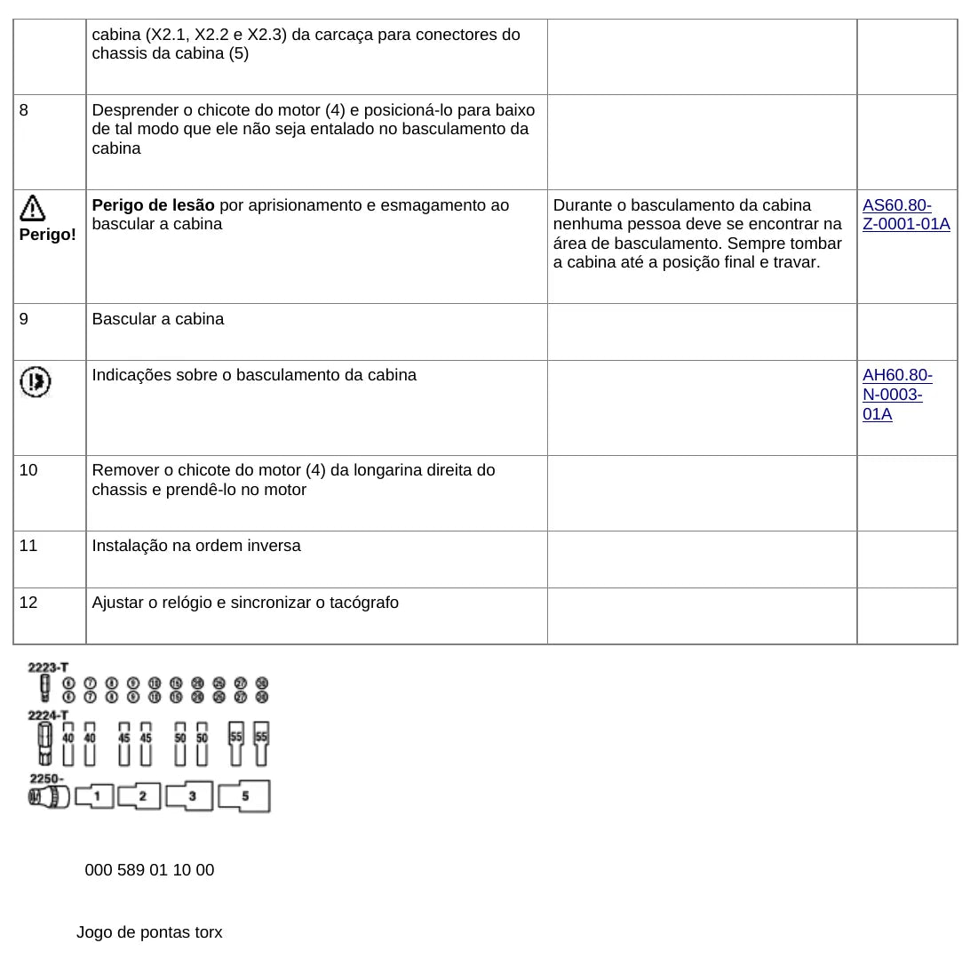 Página do manual de oficina Mercedes-Benz Axor 2044