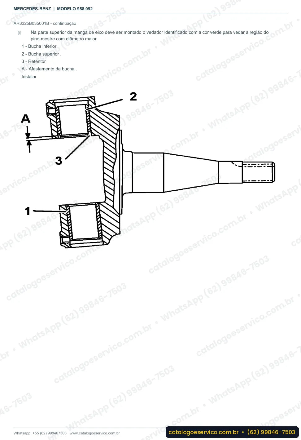 Página de procedimento do manual de oficina Mercedes-Benz Axor 2429