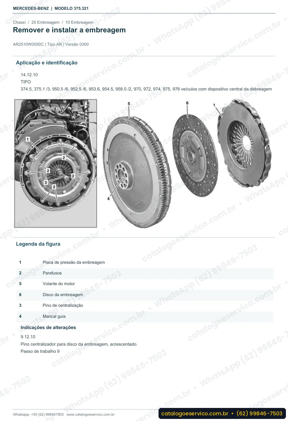 Página de procedimento do manual de oficina Mercedes-Benz Axor 2528 CE