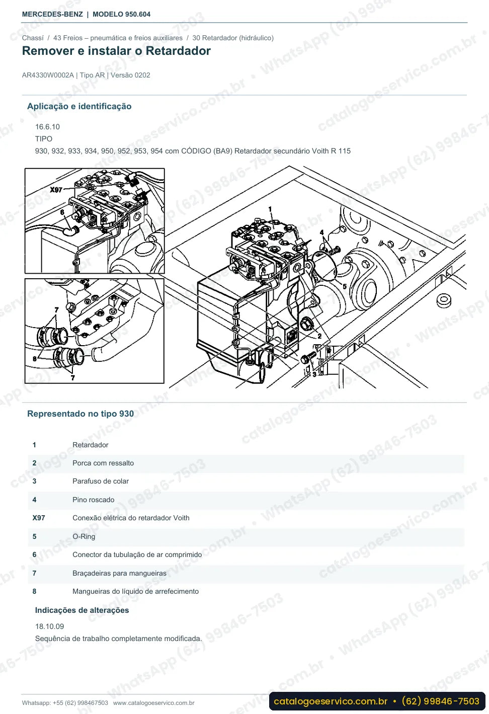 Página de procedimento do manual de oficina Mercedes-Benz Axor 2529 L