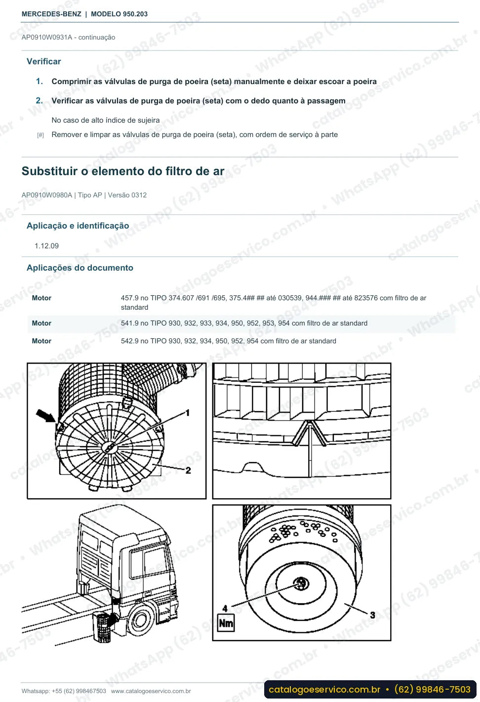 Página de procedimento do manual de oficina Mercedes-Benz Axor 2531 6x2
