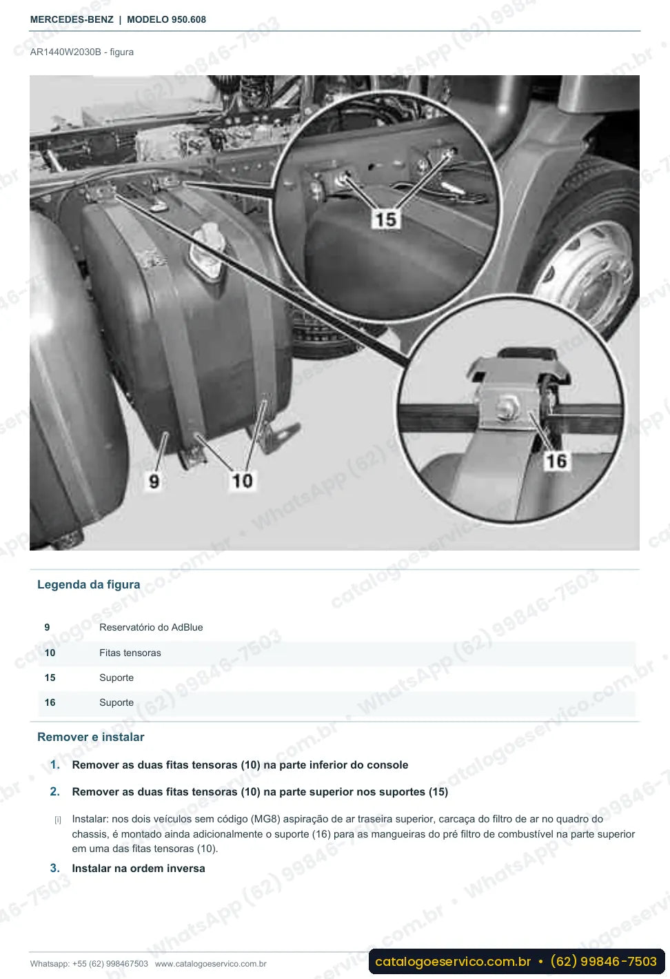 Página de procedimento do manual de oficina Mercedes-Benz Axor 2533 L