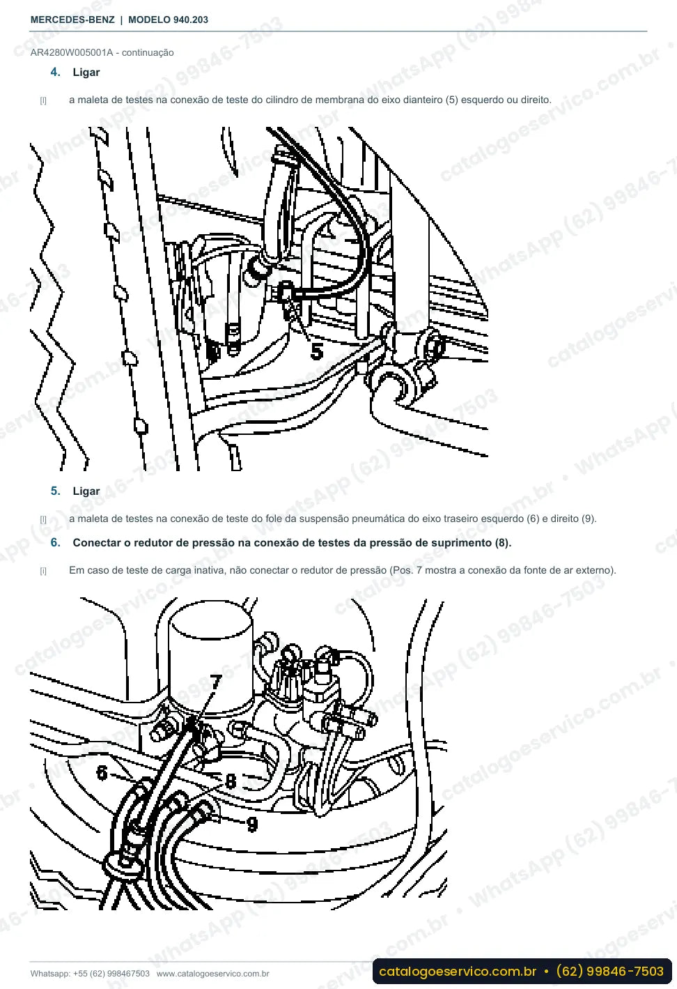 Página de procedimento do manual de oficina Mercedes-Benz Axor 2536 L