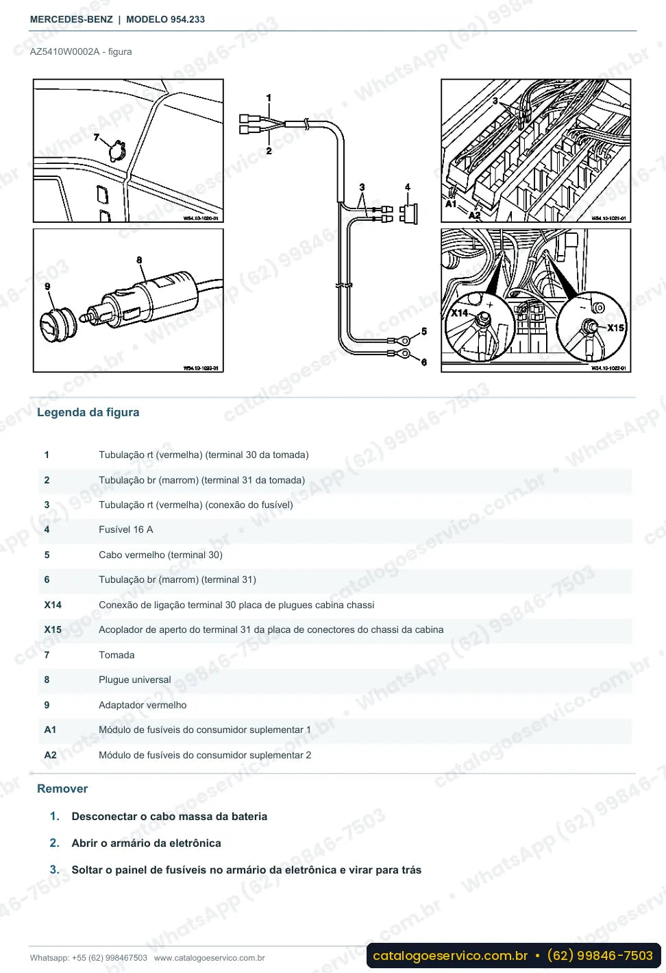 Página de procedimento do manual de oficina Mercedes-Benz Axor 2546 6x2