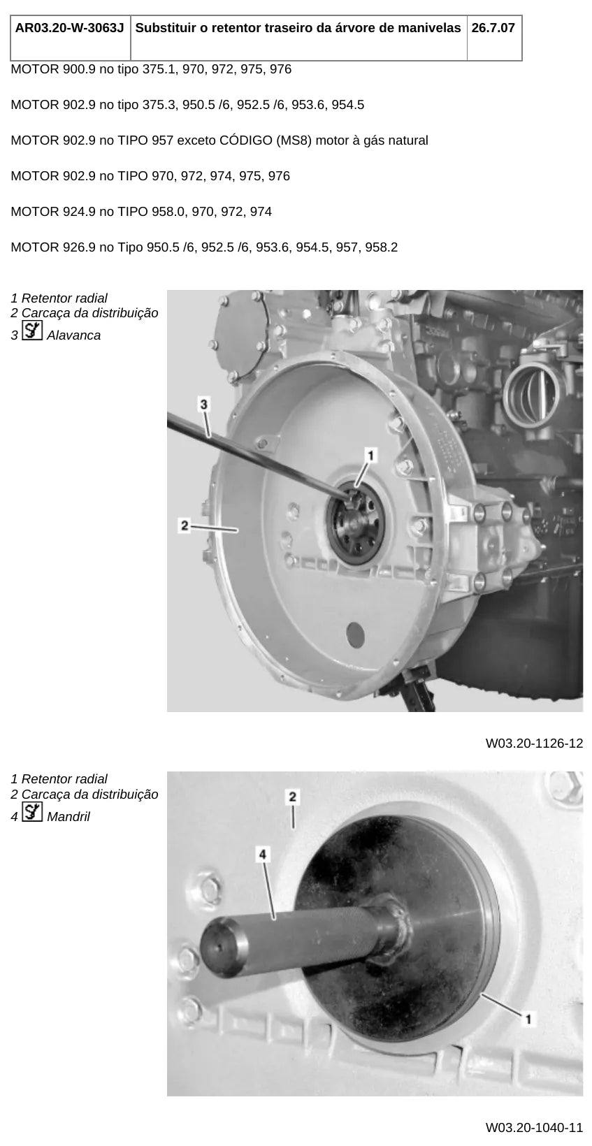 Página do manual de oficina Mercedes-Benz Axor 2625