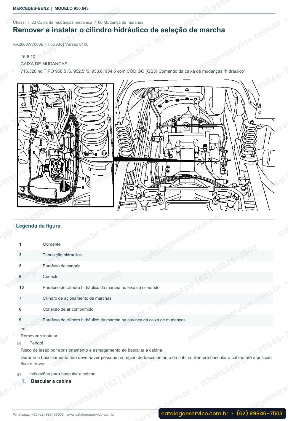 Página de procedimento do manual de oficina Mercedes-Benz Axor 2628