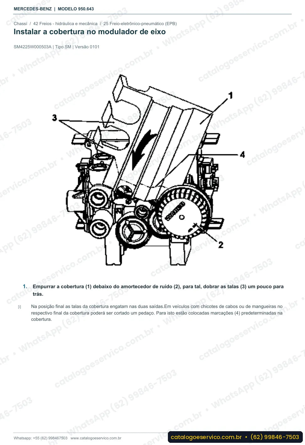 Página de procedimento do manual de oficina Mercedes-Benz Axor 2629