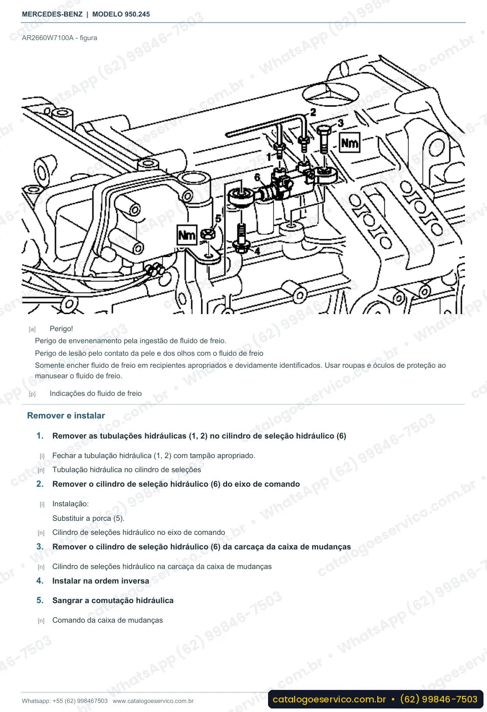 Página de procedimento do manual de oficina Mercedes-Benz Axor 2631 6x4