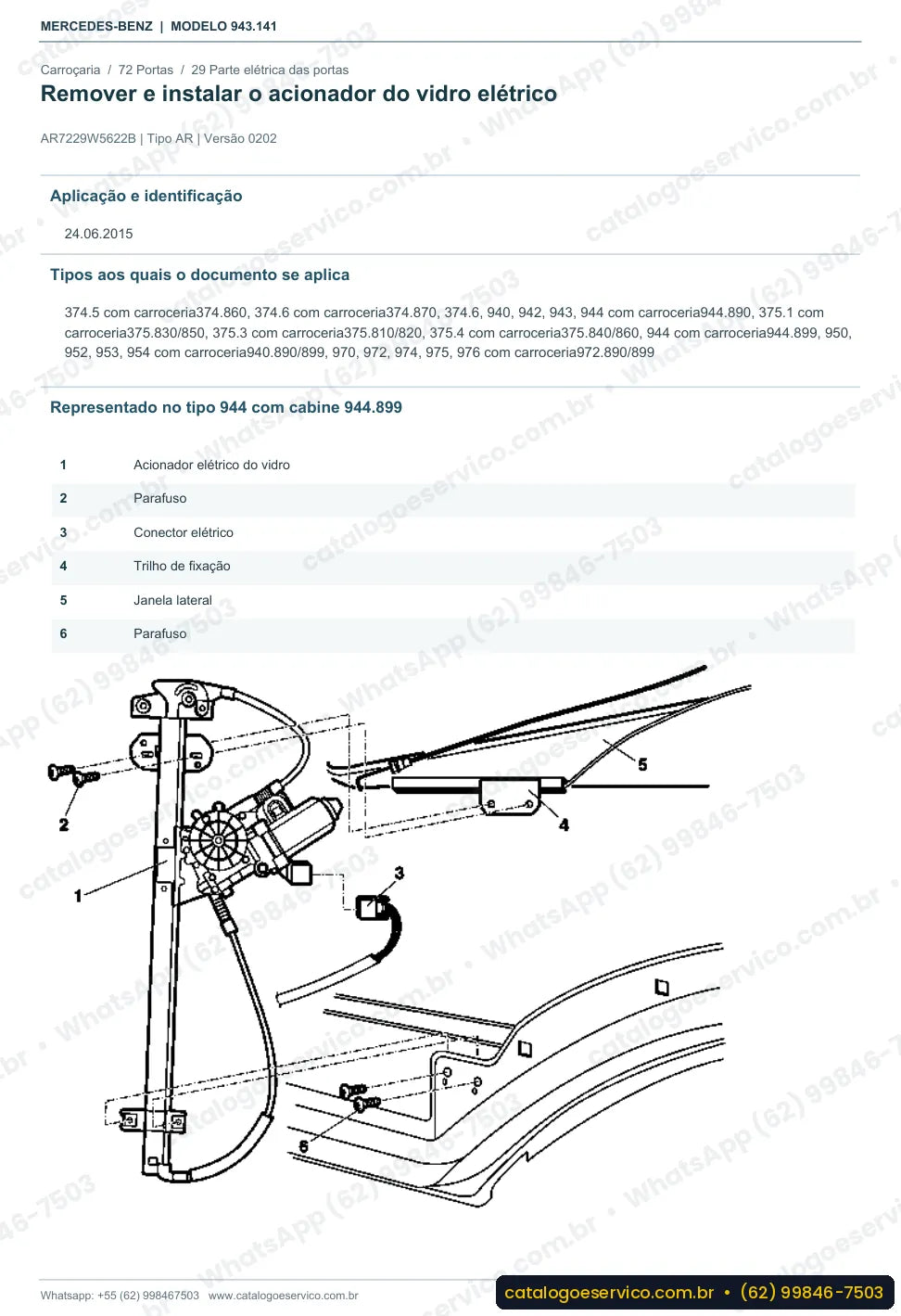 Página de procedimento do manual de oficina Mercedes-Benz Axor 2636 B