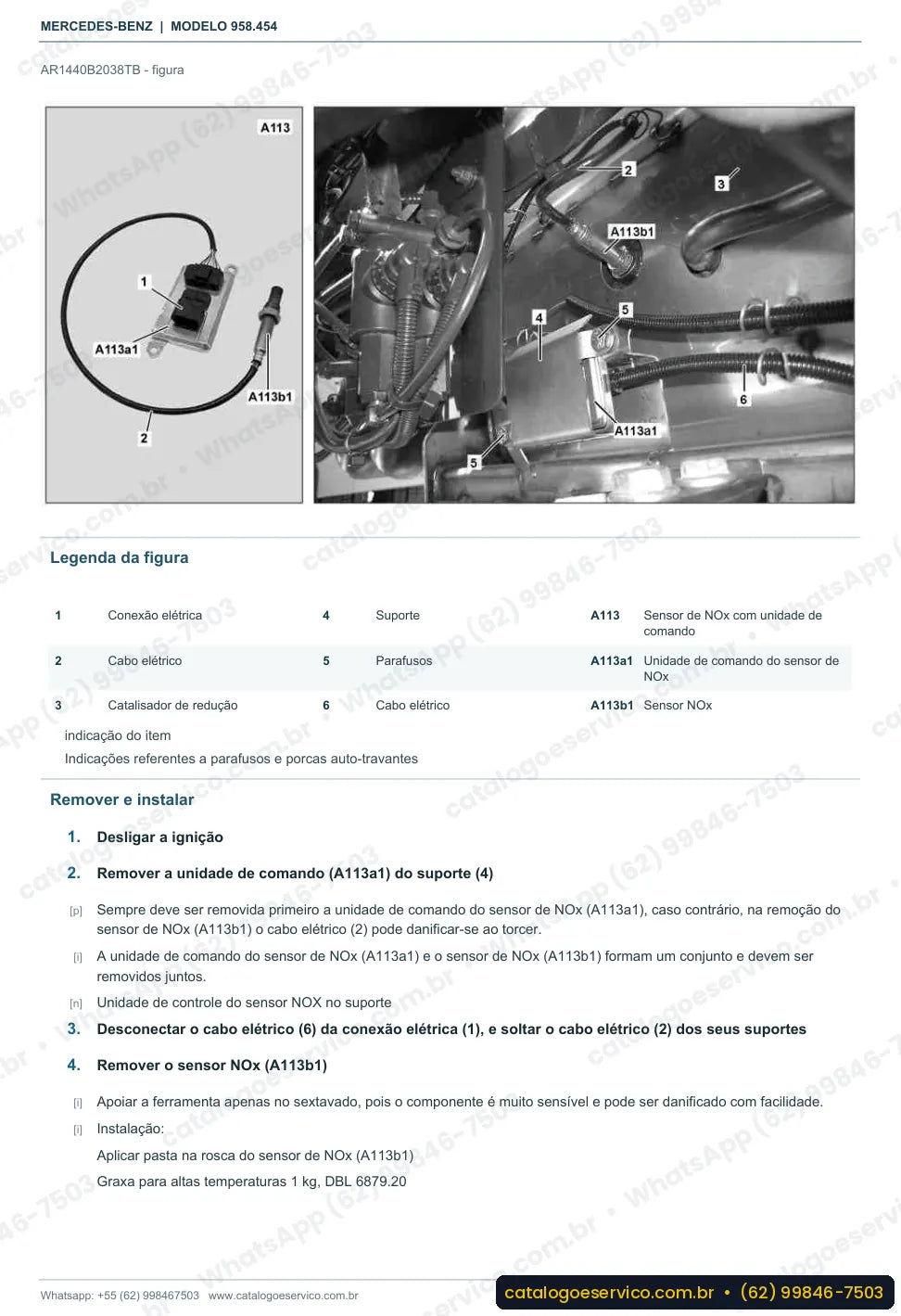Página de procedimento do manual de oficina Mercedes-Benz Axor 2641 LS