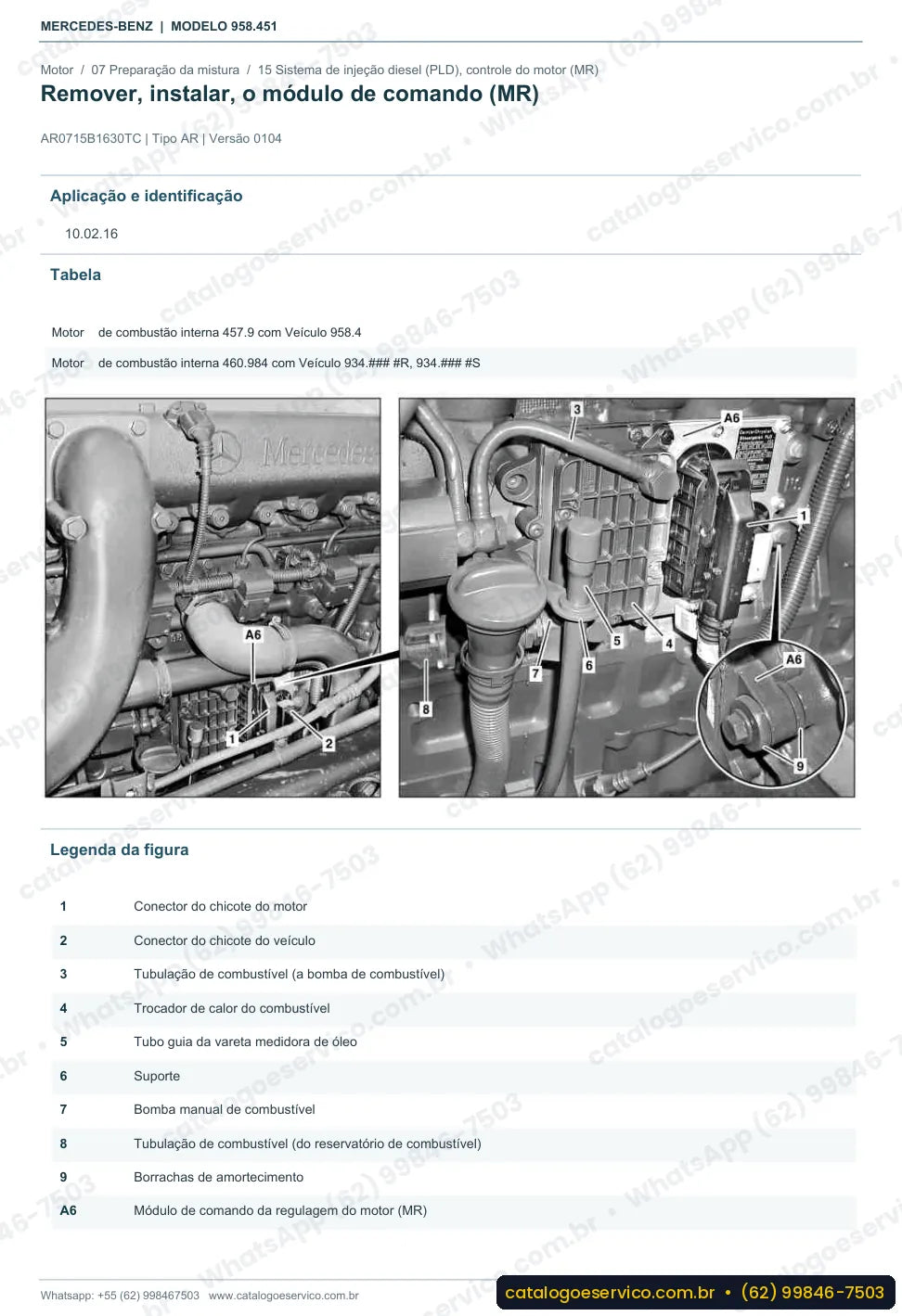 Página de procedimento do manual de oficina Mercedes-Benz Axor 2641 S